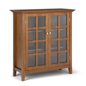 Pemberly Row Acadian Wood 39&quot Transitional Medium Cabinet in Light Golden Brown