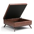 Pemberly Row Faux Air Leather Square Coffee Table Ottoman in Saddle Brown
