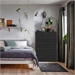Pemberly Row Contemporary 5-Drawer Engineered Wood Chest with Lock in Black