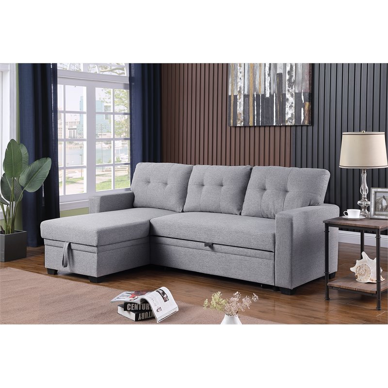 Pemberley Row Polyester Light Gray Sleeper Sectional Sofa Rectangular Convertible 83