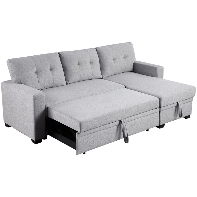Pemberley Row Polyester Light Gray Sleeper Sectional Sofa Rectangular Convertible 83
