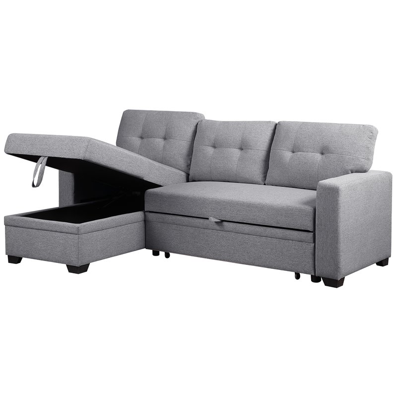 Pemberley Row Polyester Light Gray Sleeper Sectional Sofa Rectangular Convertible 83