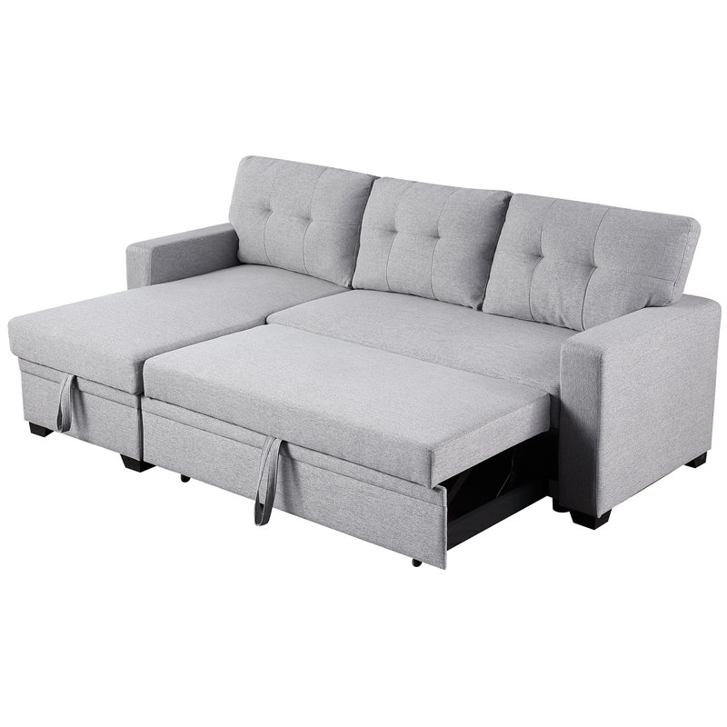 Pemberley Row Polyester Light Gray Sleeper Sectional Sofa Rectangular Convertible 83