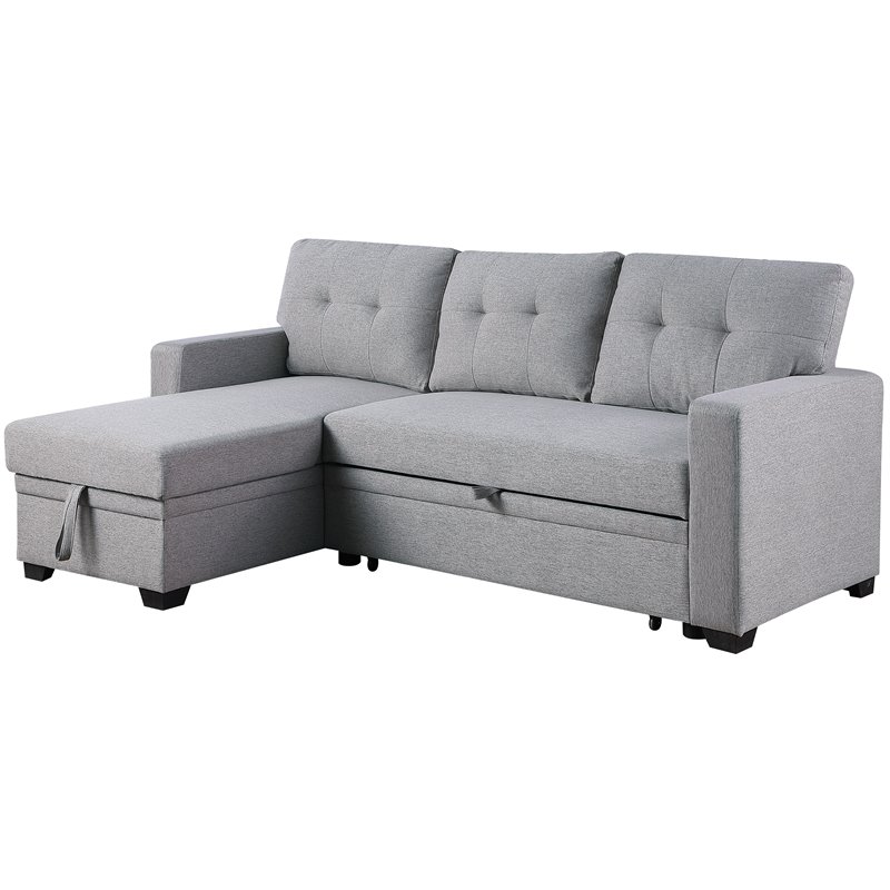 Pemberley Row Polyester Light Gray Sleeper Sectional Sofa Rectangular Convertible 83