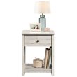 Pemberly Row Mid-Century 1 Drawer Wooden Nightstand in White Plank
