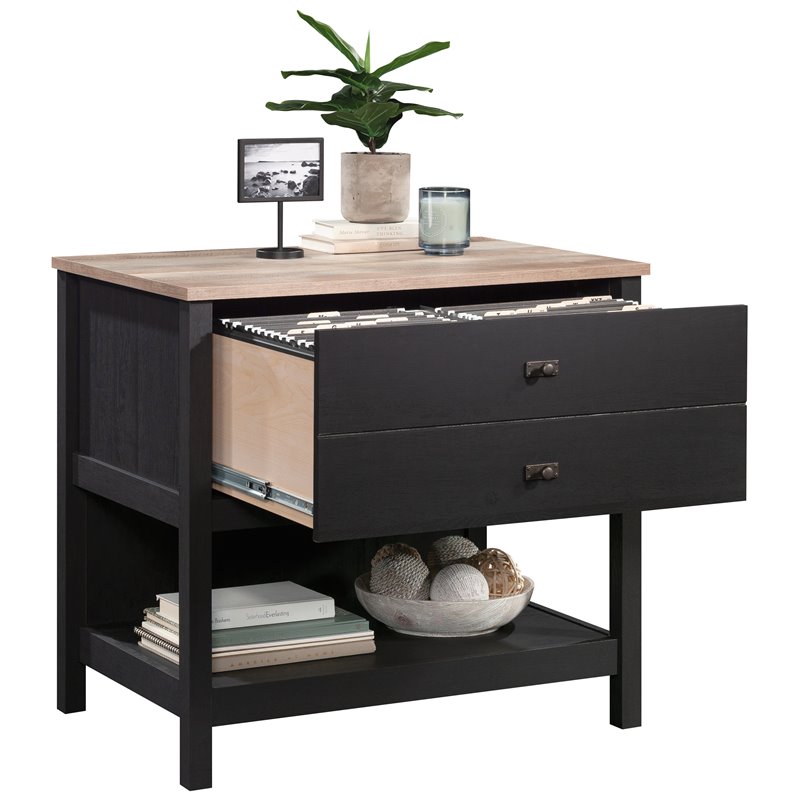 Pemberly Row 1-Drawer Coastal Engineered Wood Lateral File in Raven Oak