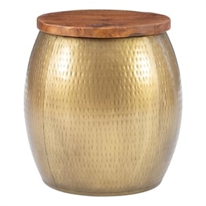 Pemberly Row End Table Coffee Accent Table Round in Metal - Gold