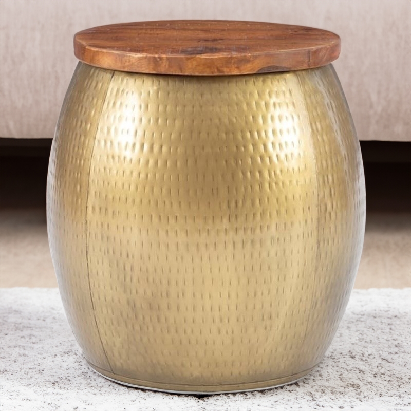 Pemberly Row End Table Coffee Accent Table Round in Metal - Gold