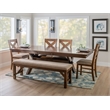 Pemberly Row 6-Piece Padded Seats Wood Dining Set in Dark Hazelnut Brown/Tan
