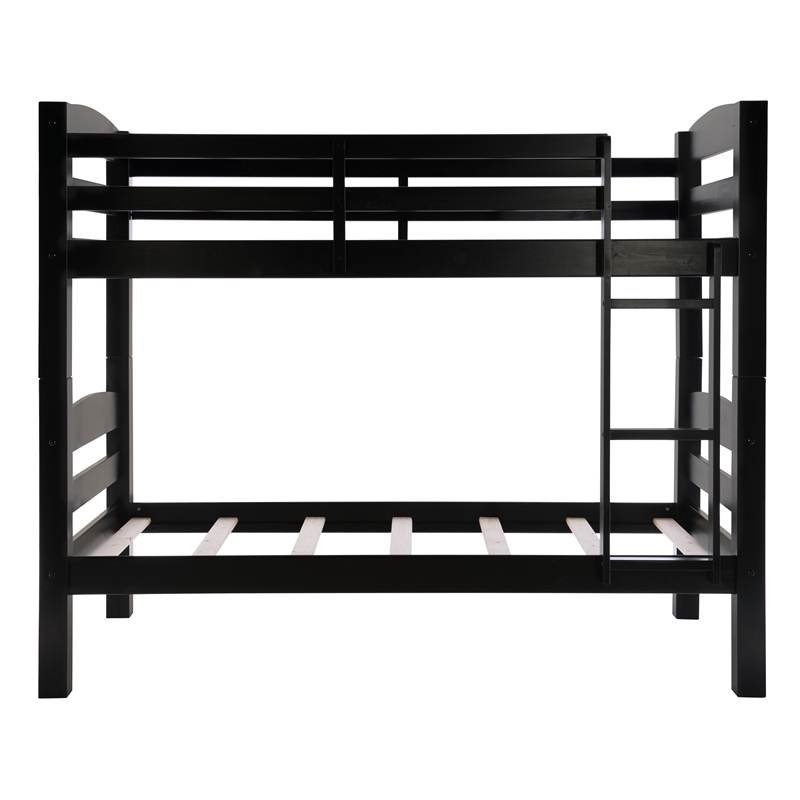 Pemberley Row Pine Wood Black Bunk Bed Twin over Twin Heavy Duty Slats 80.47