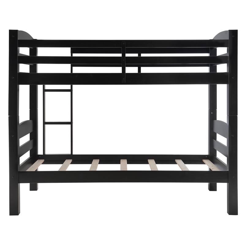 Pemberley Row Pine Wood Black Bunk Bed Twin over Twin Heavy Duty Slats 80.47