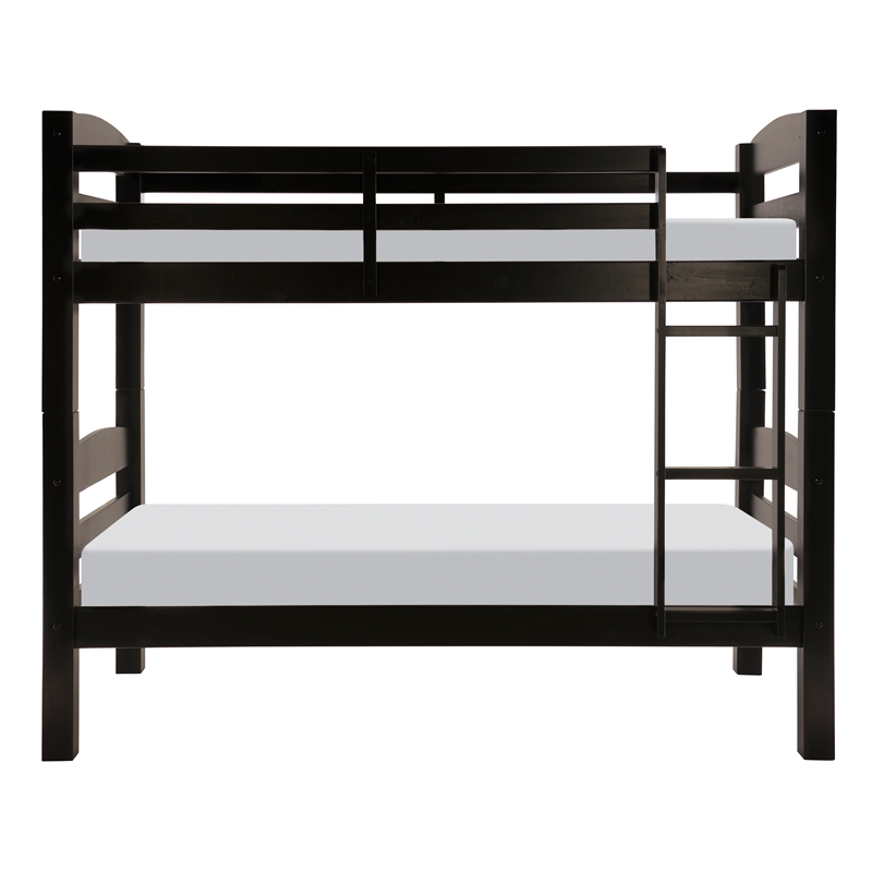 Pemberley Row Pine Wood Black Bunk Bed Twin over Twin Heavy Duty Slats 80.47