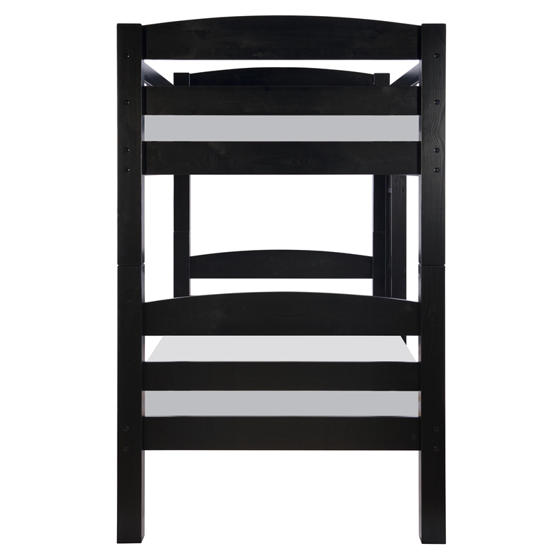 Pemberley Row Pine Wood Black Bunk Bed Twin over Twin Heavy Duty Slats 80.47
