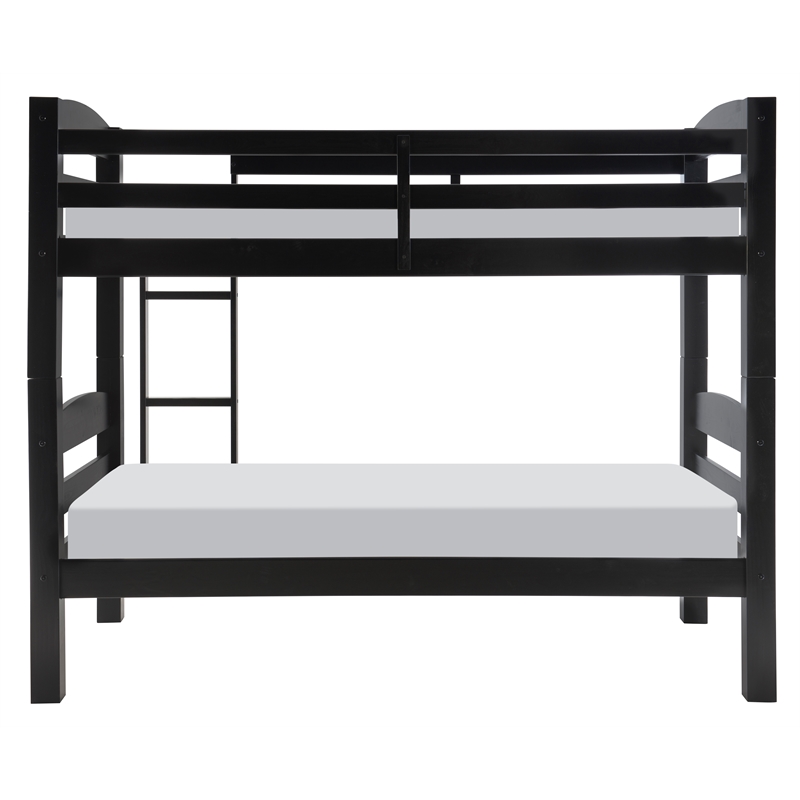 Pemberley Row Pine Wood Black Bunk Bed Twin over Twin Heavy Duty Slats 80.47