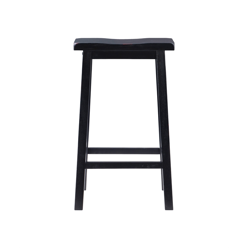 Pemberley Row Rubberwood Antique Black Bar Stool Rectangular Backless 29