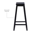 Pemberley Row Rubberwood Antique Black Bar Stool Rectangular Backless 29