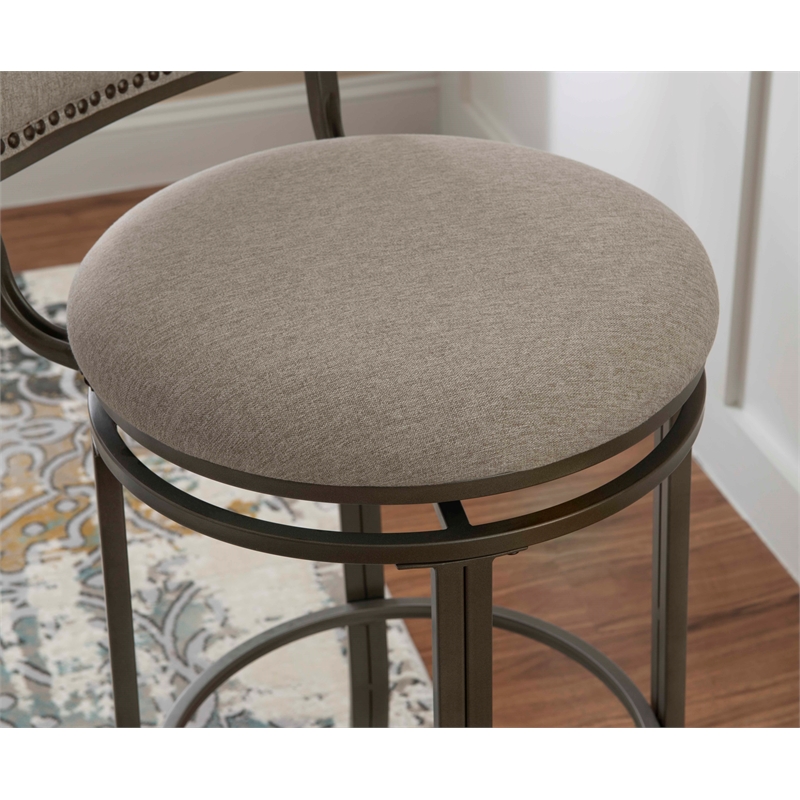 Pemberley Row MDF Ash Veneer Champagne Pewter 3 Piece Pub Set Round Table Storage Unassembled