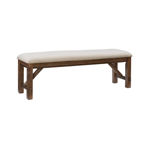 Pemberly Row 20&quot Transitional Wood/Fabric Bench in Rustic Umber Brown/Tan