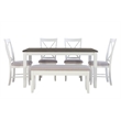 Pemberly Row Transitional Wood Six Piece Dining Set in Smokey White and Gray