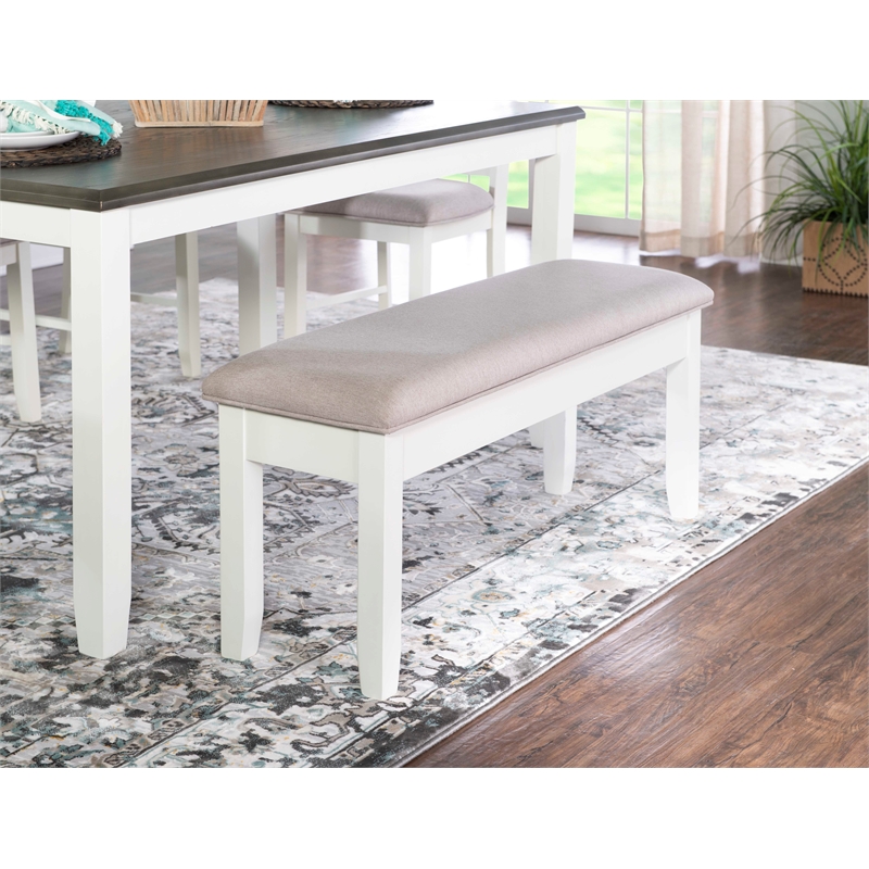 Pemberly Row Transitional Wood Six Piece Dining Set in Smokey White and Gray