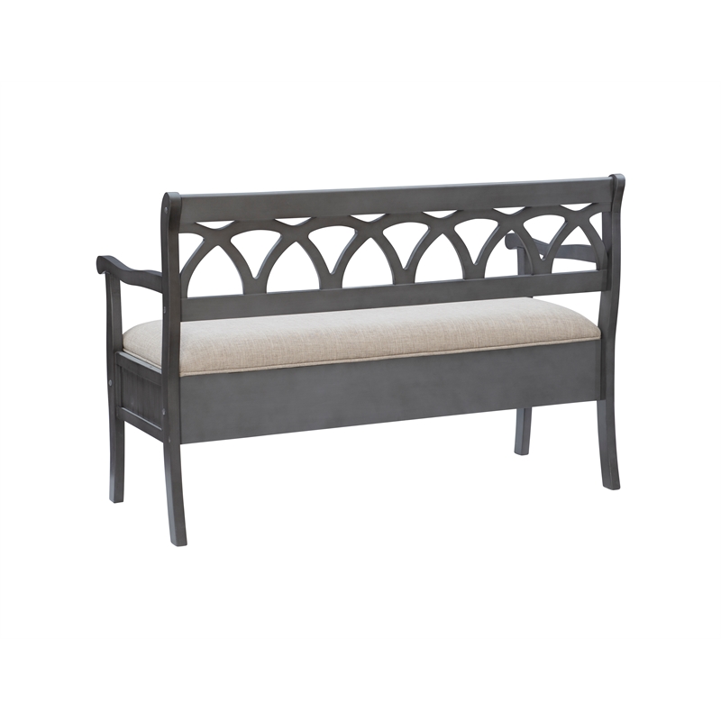 Pemberly Row Transitional Wood Storage Bench in Gray