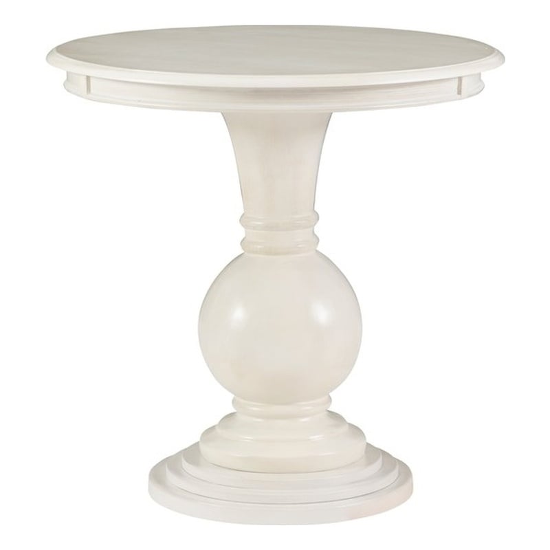 Pemberley Row Wood Cream Accent Table Round Pedestal 26