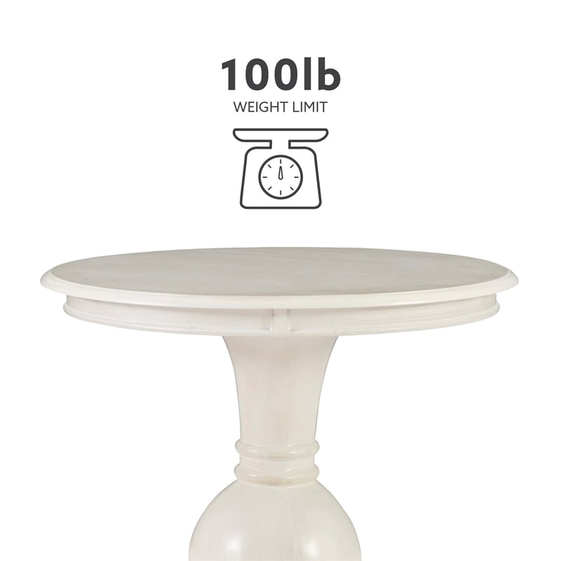 Pemberley Row Wood Cream Accent Table Round Pedestal 26