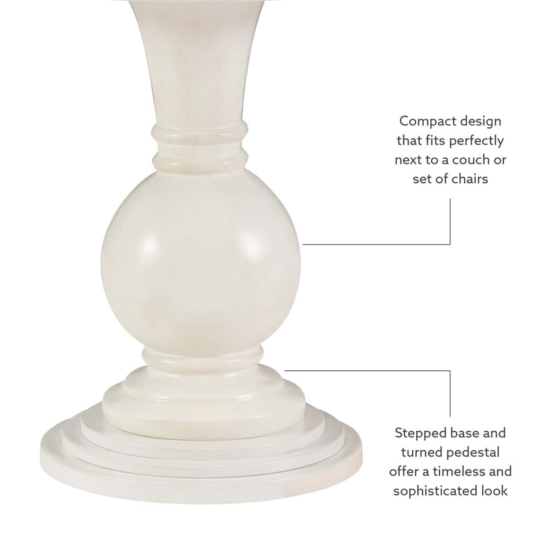 Pemberley Row Wood Cream Accent Table Round Pedestal 26