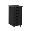 Pemberley Row Pine Wood Black Rolling Storage Cart Rectangular 25.75