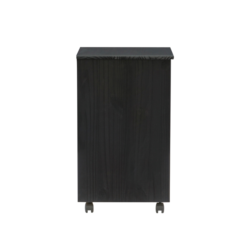 Pemberley Row Pine Wood Black Rolling Storage Cart Rectangular 25.75