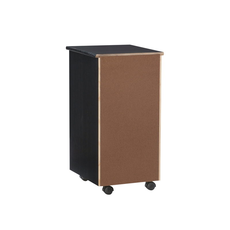 Pemberley Row Pine Wood Black Rolling Storage Cart Rectangular 25.75