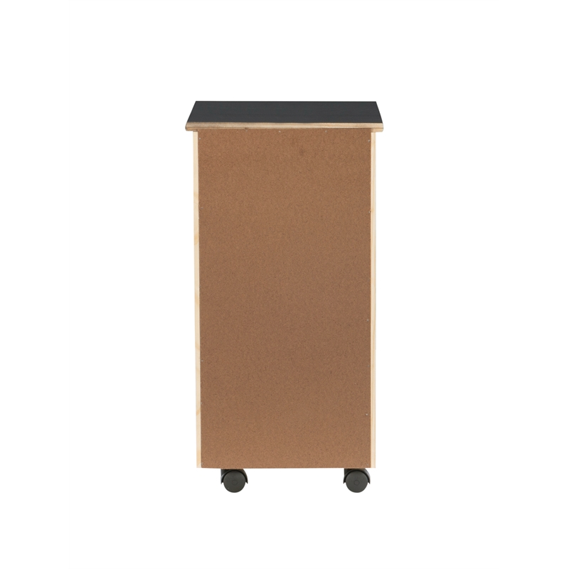 Pemberley Row Pine Wood Black Rolling Storage Cart Rectangular 25.75