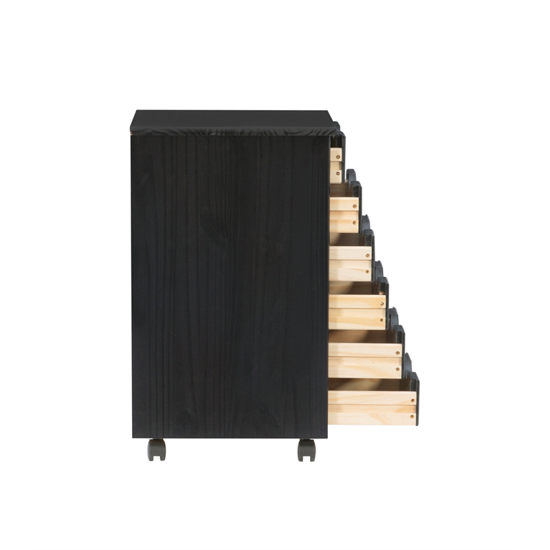 Pemberley Row Pine Wood Black Rolling Storage Cart Rectangular 25.75