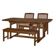 Pemberly Row 4 Piece Wood Patio Dining Table Set in Dark Brown
