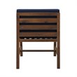 Pemberly Row Solid Acacia Wood Dining Side Chair in Dark Brown/Navy Blue