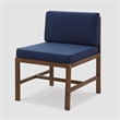 Pemberly Row Solid Acacia Wood Dining Side Chair in Dark Brown/Navy Blue