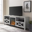 Pemberley Row MDF Stone Gray Fireplace TV Stand Rectangular Farmhouse 70