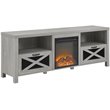 Pemberley Row MDF Stone Gray Fireplace TV Stand Rectangular Farmhouse 70