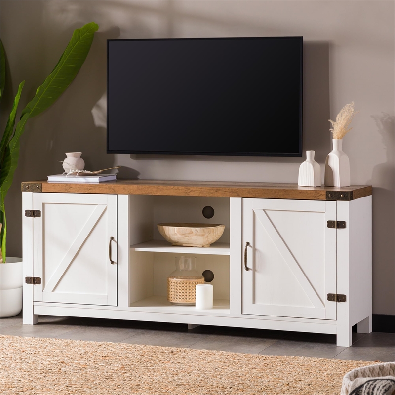Pemberly Row Rustic Wood TV Stand for TVs up to 65