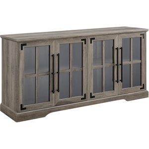 Pemberly Row Farmhouse 4 Door Wood TV Stand for TVs up to 58&quot in Gray Wash