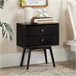 Pemberly Row Mid Century Modern 2-Drawer Bedroom Nightstand in Black