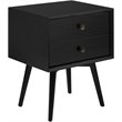Pemberly Row Mid Century Modern 2-Drawer Bedroom Nightstand in Black