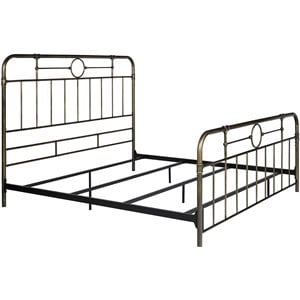 Pemberly Row Antique Metal Pipe King Size Bed in Bronze