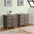 Pemberly Row 3 Drawer Framed Bedroom Nightstand Set in Gray Wash