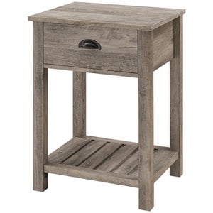Pemberly Row 18&quot Country Single Drawer Bedroom Nightstand in Gray Wash