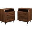 Pemberly Row 2-Drawer Bedroom Nightstand with USB in Dark Walnut (Set of 2)