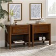 Pemberly Row 1-Drawer Classic Solid Wood Bedroom Nightstand Set in Walnut