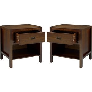 Pemberly Row 1-Drawer Classic Solid Wood Bedroom Nightstand Set in Walnut