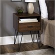 Pemberly Row Modern Metal Hairpin Leg 1-Drawer End Table Set in Dark Walnut