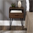 Pemberly Row Modern Metal Hairpin Leg 1-Drawer End Table Set in Dark Walnut
